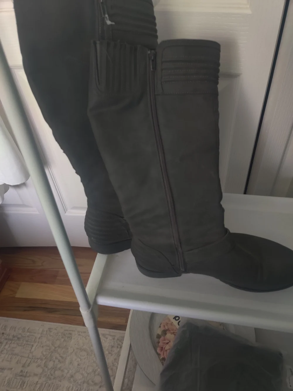 Jasmine Over-the-Knee Zip Boots in Gray